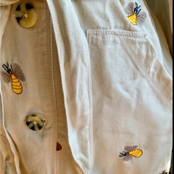 Anthropologie Maeve Trench Coat Women Bee Embroidered Preppy Boho Size small NWT - Picture 3 of 5